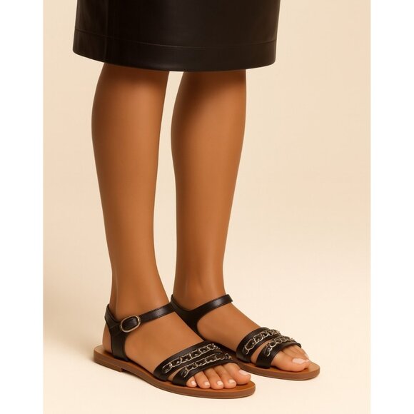 Chanel Chain CC Gladiator Sandals Black Size 39.5 $1025 - Picture 12 of 12